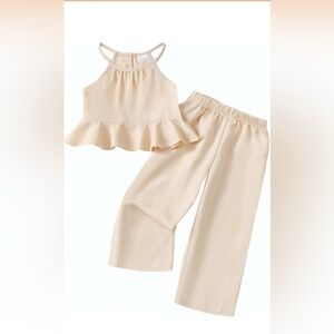 Cream Sleeveless Top and Pants Set